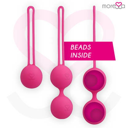 Conjunto de Bolas Vaginais Moressa Osian Premium de Silicone Rosa para Treino do Assoalho Pélvico.
