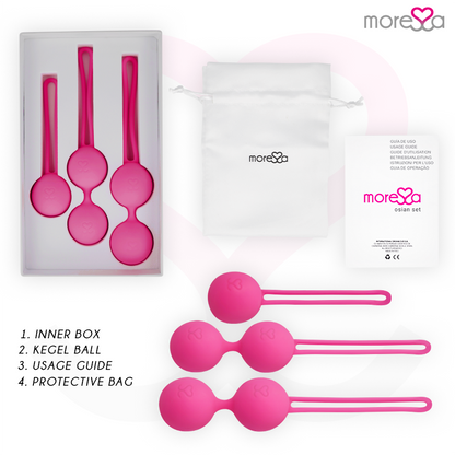Conjunto de Bolas Vaginais Moressa Osian Premium de Silicone Rosa para Treino do Assoalho Pélvico.
