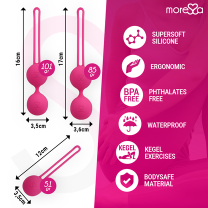 Conjunto de Bolas Vaginais Moressa Osian Premium de Silicone Rosa para Treino do Assoalho Pélvico.