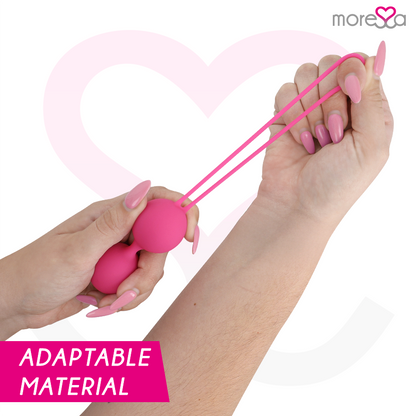 Conjunto de Bolas Vaginais Moressa Osian Premium de Silicone Rosa para Treino do Assoalho Pélvico.