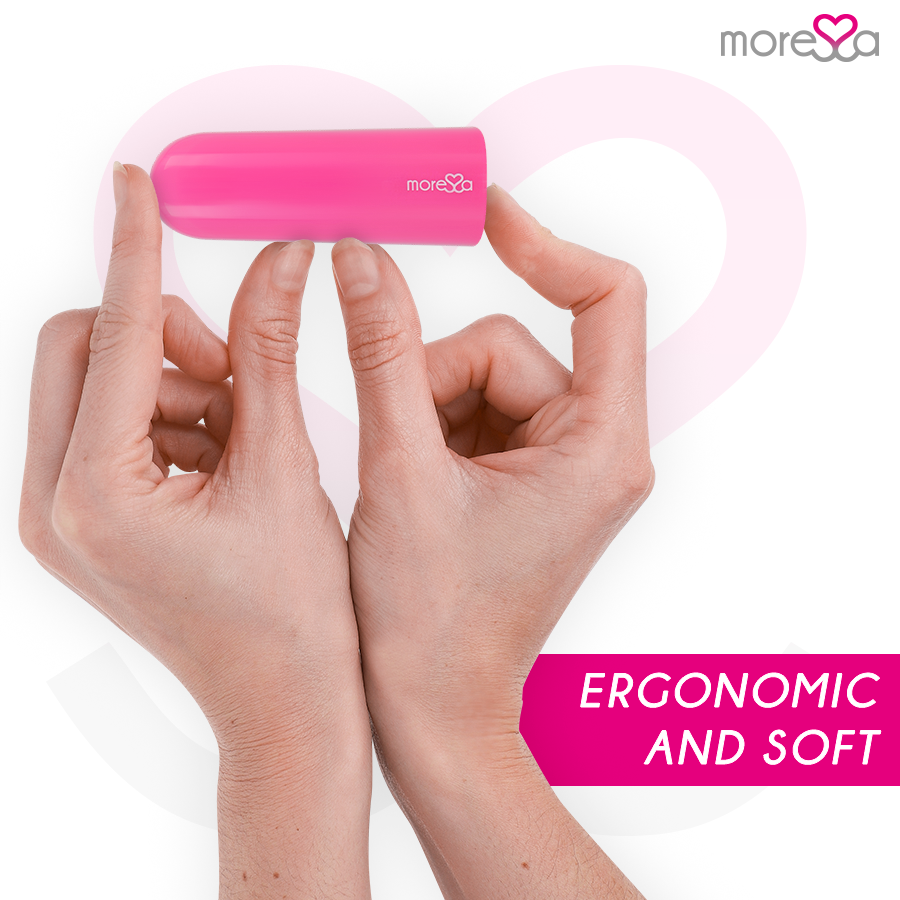 MORESSA Nix Vibrador com Controle Remoto Rosa, detalhe do design elegante e material de silicone seguro para o corpo.