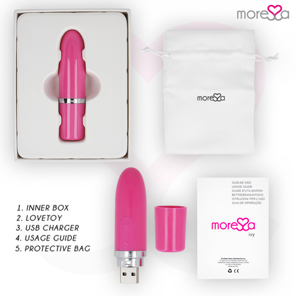 Vibrador de viagem MORESSA Ivy Rosa, compacto e discreto.