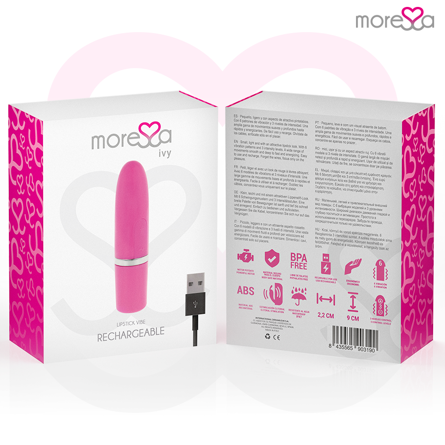 Vibrador de viagem MORESSA Ivy Rosa, compacto e discreto.