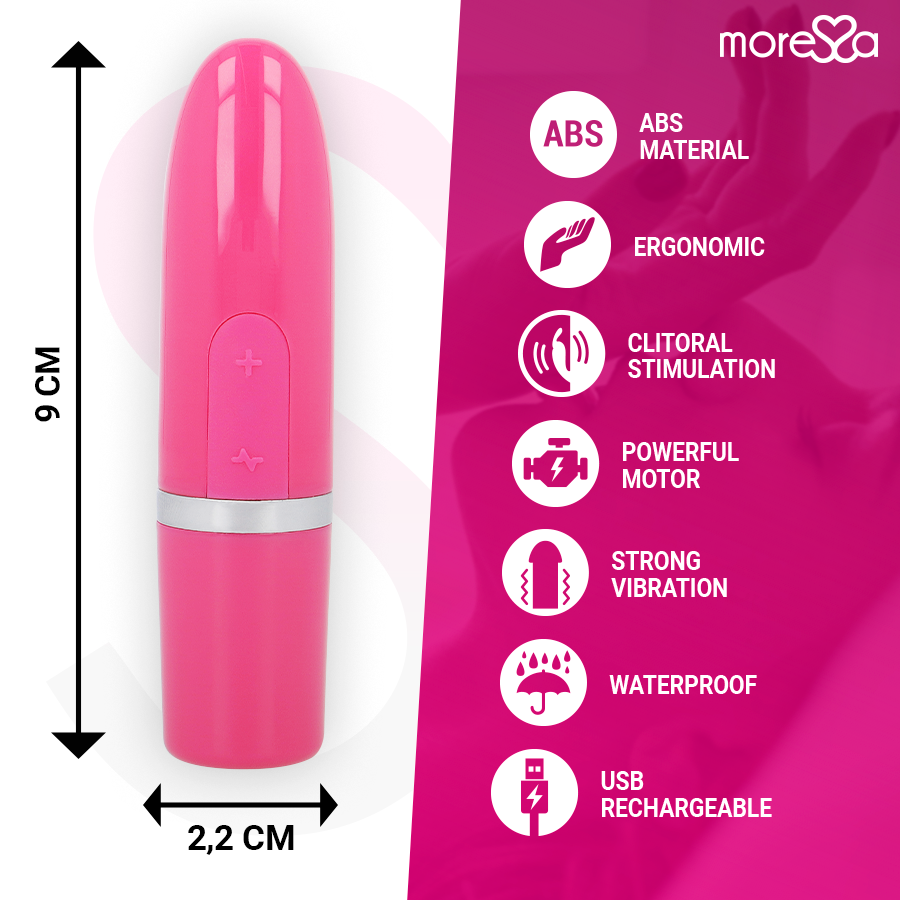 Vibrador de viagem MORESSA Ivy Rosa, compacto e discreto.