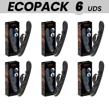 Close-up do IBIZA ECOPACKS 6 UNIDADES Vibrador Rabbit com Pérola Rolante Massageadora, mostrando design e textura.