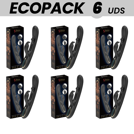 Close-up do IBIZA ECOPACKS 6 UNIDADES Vibrador Rabbit com Pérola Rolante Massageadora, mostrando design e textura.