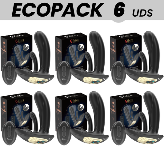 Close-up do Ecopack de Vibradores Vestíveis IBIZA com Controle Remoto, mostrando seu design ergonômico e dupla estimulação.