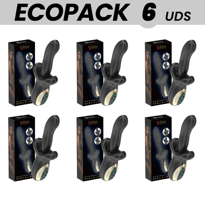 IBIZA ECOPACKS 6 UNIDADES Vibrador Rotativo com Impulsão e Mordida, mostrando design ergonómico e material de silicone.