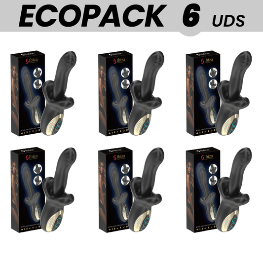 IBIZA ECOPACKS 6 UNIDADES Vibrador Rotativo com Impulsão e Mordida, mostrando design ergonómico e material de silicone.