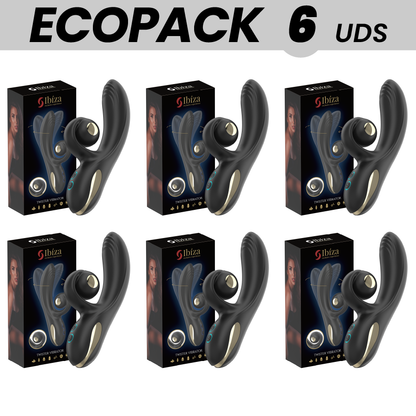 IBIZA ECOPACKS 6 UNIDADES - Vibrador Twister com Vibro-Rotação e Motor Duplo, mostrando detalhes do design e textura em silicone.