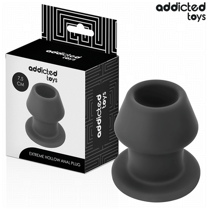Close-up do ADDICTED TOYS Plug Anal Oco Extremo S, mostrando seu design inovador em silicone macio e oco.