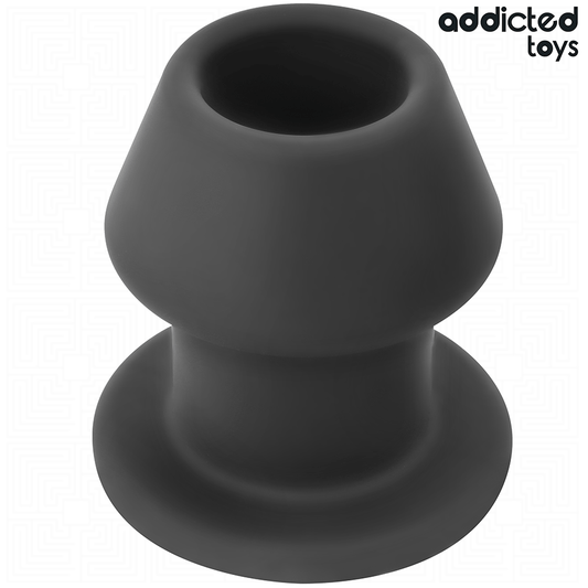 Close-up do ADDICTED TOYS Plug Anal Oco Extremo S, mostrando seu design inovador em silicone macio e oco.