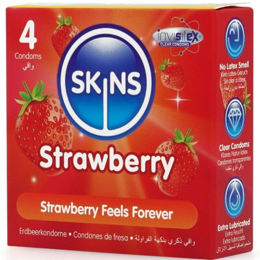 Preservativos Premium de Morango - Pacote com 4