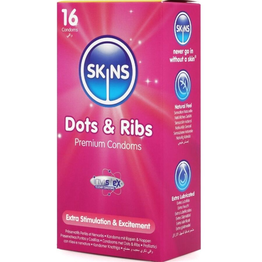 Preservativos Dots & Ribs Premium Pacote com 16