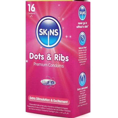 Preservativos Dots & Ribs Premium Pacote com 16