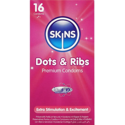 Preservativos Dots & Ribs Premium Pacote com 16