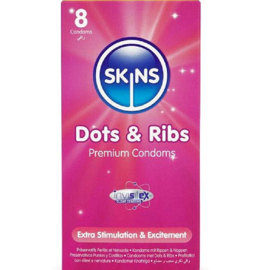 Preservativos Dots & Ribs Premium Pacote 8