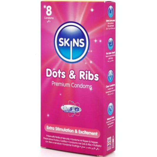 Preservativos Dots & Ribs Premium Pacote 8