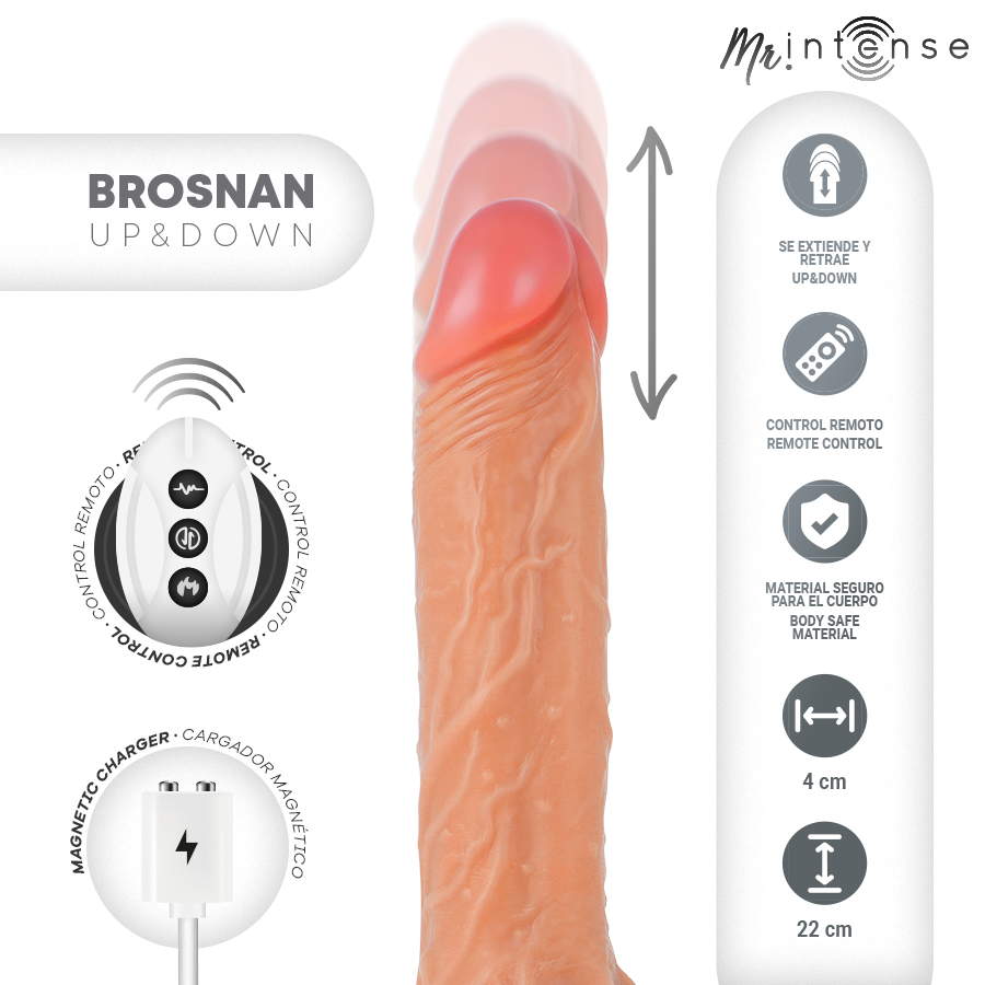 MR INTENSE Vibrador Realista Brosnan com Movimento de Penetração e Controle Remoto