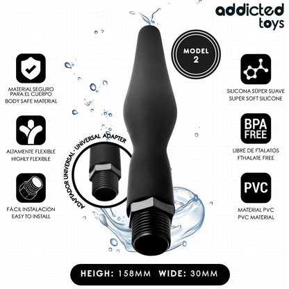 Limpador anal Addicted Toys Modelo 2 com adaptador universal para higiene íntima e conforto