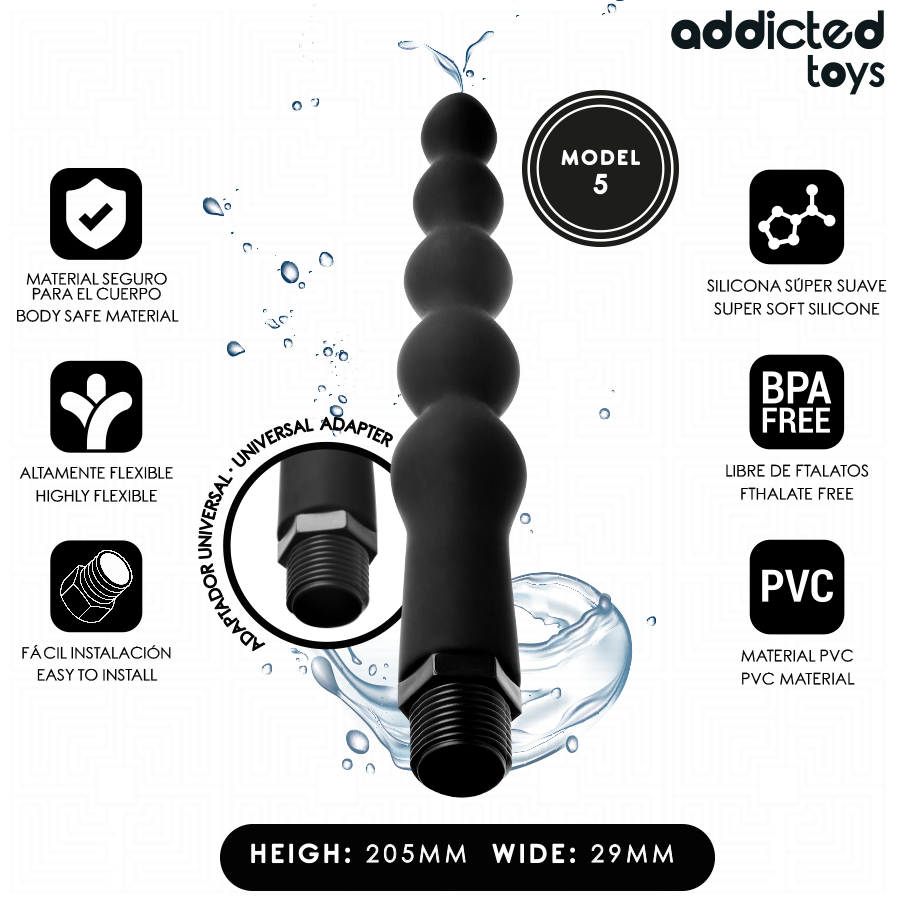 Limpador Anal Addicted Toys Modelo 5 com Adaptador Universal para Higiene Íntima