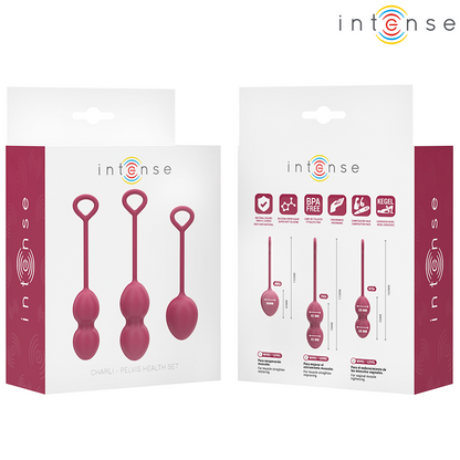INTENSE Kit Bolas de Kegel Charli Burgundy 3 Peças para fortalecimento do assoalho pélvico.