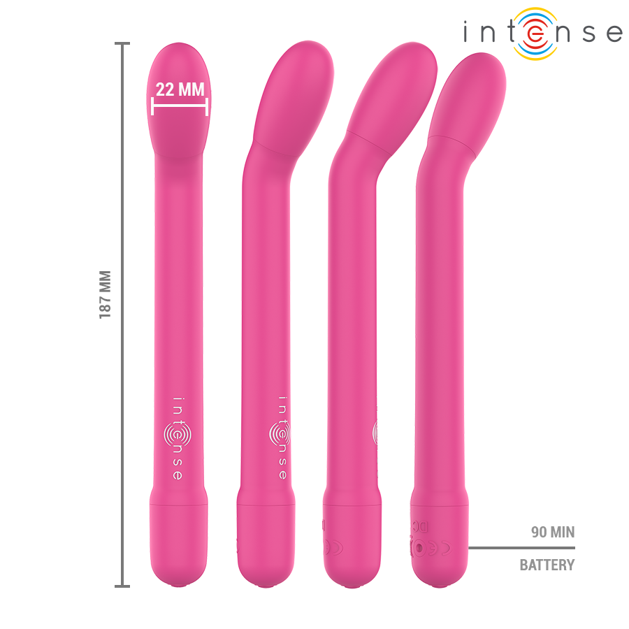 INTENSE Estimulador Ponto G Recarregável Karlie Rosa em detalhe, mostrando o design ergonómico e a cor suave.
