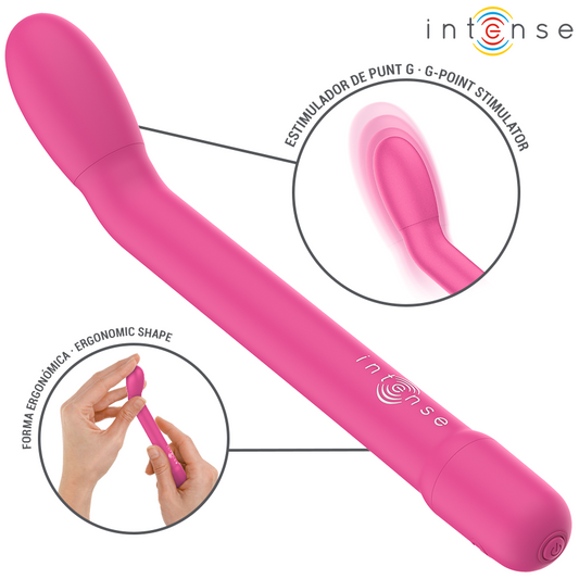 INTENSE Estimulador Ponto G Recarregável Karlie Rosa em detalhe, mostrando o design ergonómico e a cor suave.