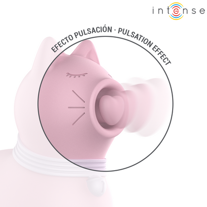 Close-up do INTENSE Estimulador Clitoriano Marie Pink, mostrando seu design e textura suave para estimulação tátil.