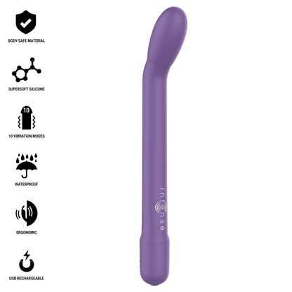 Close-up do INTENSE FUN Estimulador de Ponto G Recarregável Karlie Roxo, mostrando seu design ergonómico e cor vibrante.