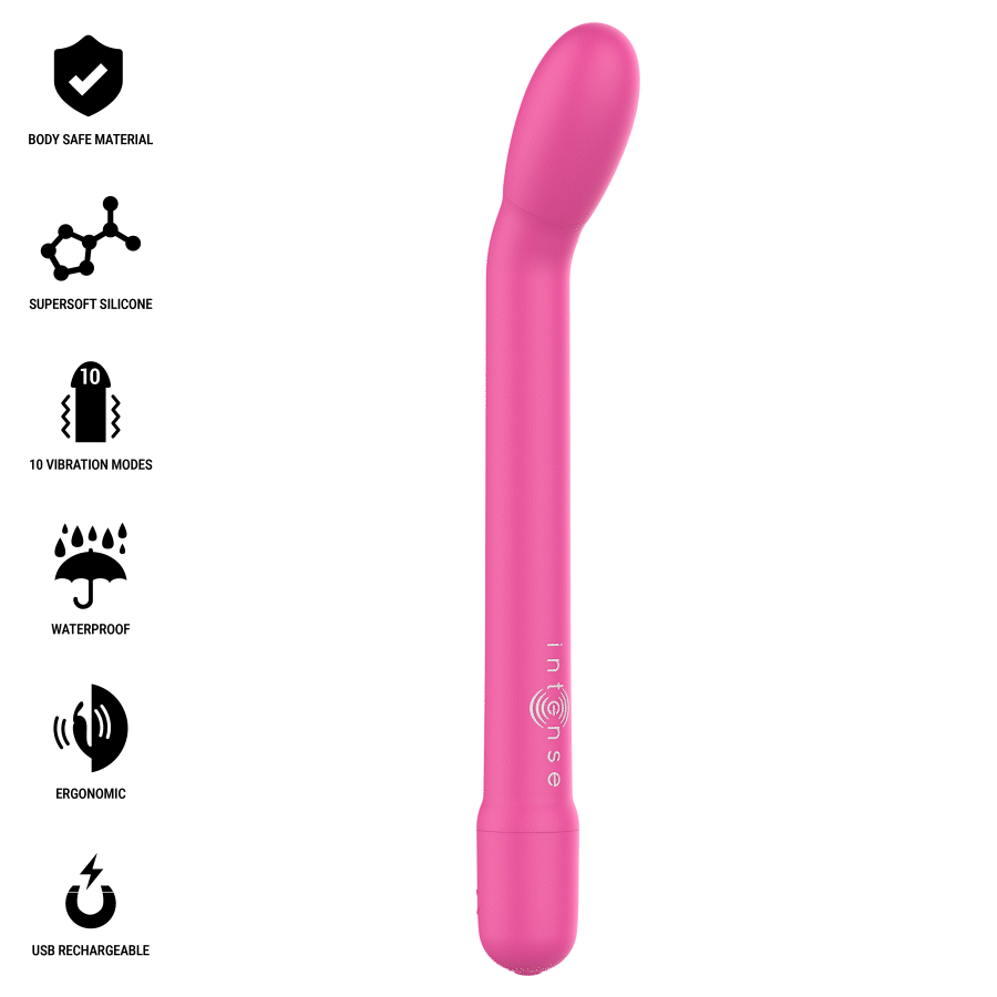 INTENSE Estimulador Ponto G Recarregável Karlie Rosa em detalhe, mostrando o design ergonómico e a cor suave.