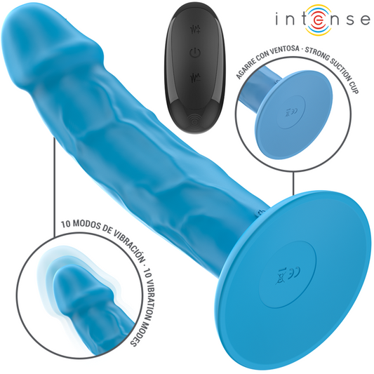 Vibrador Realístico Intense Phoebe Azul com 10 Vibrações e Controle Remoto