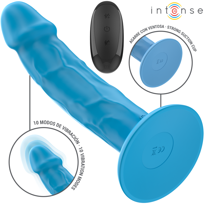 Vibrador Realístico Intense Phoebe Azul com 10 Vibrações e Controle Remoto