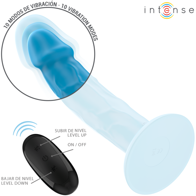 Vibrador Realístico Intense Phoebe Azul com 10 Vibrações e Controle Remoto