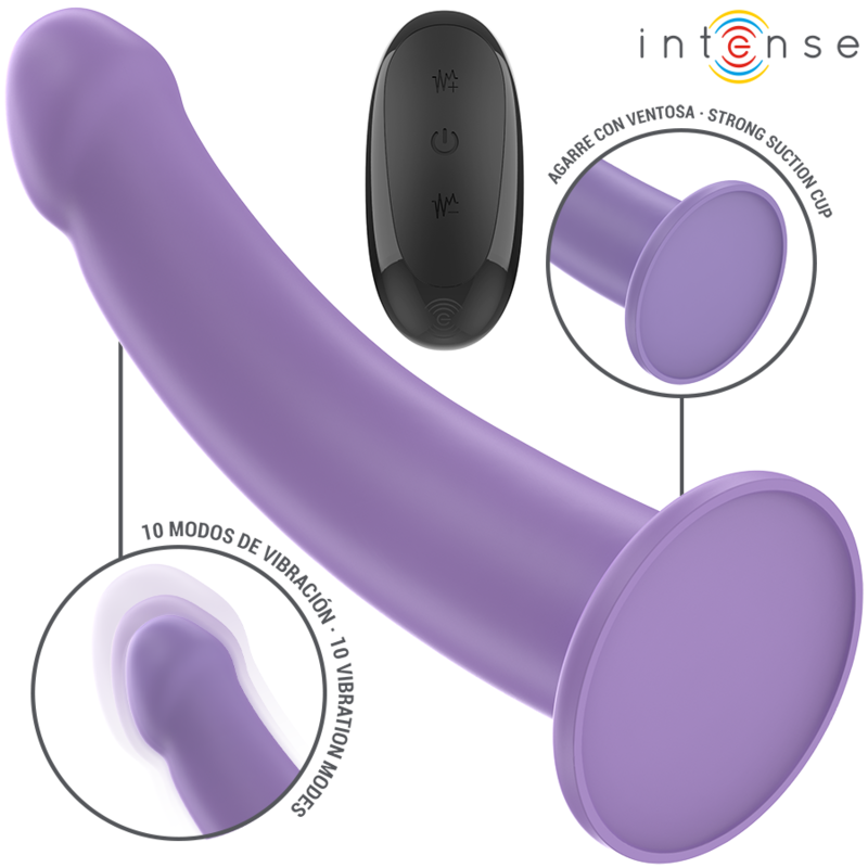 Close-up do Vibrador INTENSE Eddie Roxo com Controle Remoto, destacando seu design ergonômico e material de silicone.