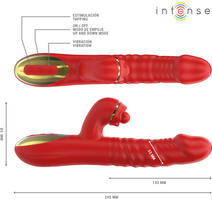 Vibrador Thalia Multifuncional INTENSE com vibração, impulso e estimulação clitoriana, cor vermelha