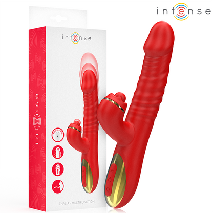 Vibrador Thalia Multifuncional INTENSE com vibração, impulso e estimulação clitoriana, cor vermelha