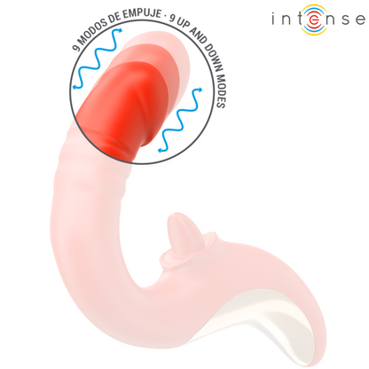 Vibrador e Estimulador Paulina U da Intense em vermelho, com design ergonômico para dupla estimulação do clitóris e ponto G.