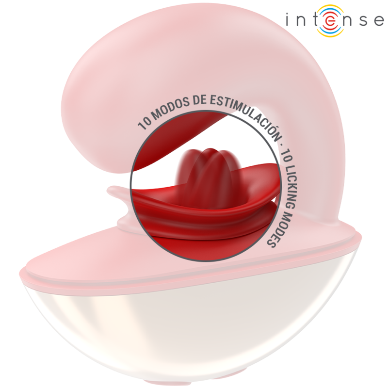 Close-up do vibrador e estimulador INTENSE Mariah em formato U, vermelho, feito de silicone macio.