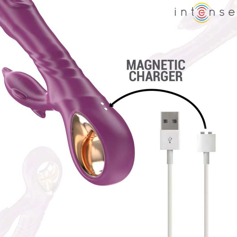 Vibrador Multifuncional INTENSE Halle com Língua Estimuladora em Formato de Golfinho Roxo