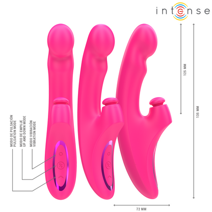 Vibrador INTENSE EMI 3 em 1 multifuncional rosa de 13,5 cm