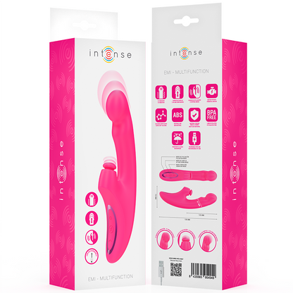 Vibrador INTENSE EMI 3 em 1 multifuncional rosa de 13,5 cm