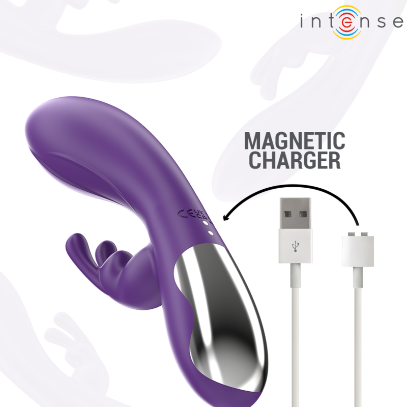 Close-up do Vibrador Rabbit INTENSE Randall Roxo, mostrando seu design ergonómico e estimulador clitoriano.