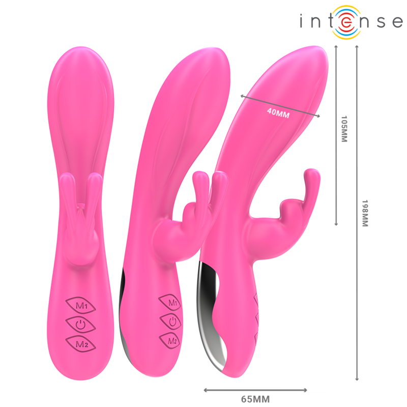 Close-up do INTENSE Vibrador Rabbit Randall rosa com 10 vibrações