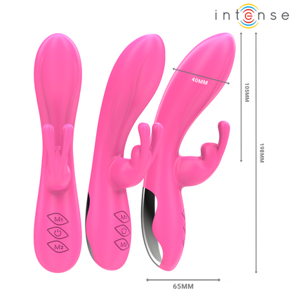 Close-up do INTENSE Vibrador Rabbit Randall rosa com 10 vibrações