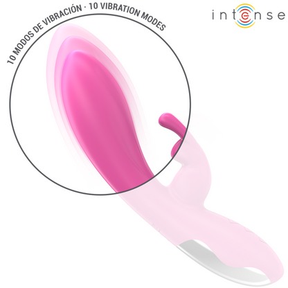 Close-up do INTENSE Vibrador Rabbit Randall rosa com 10 vibrações