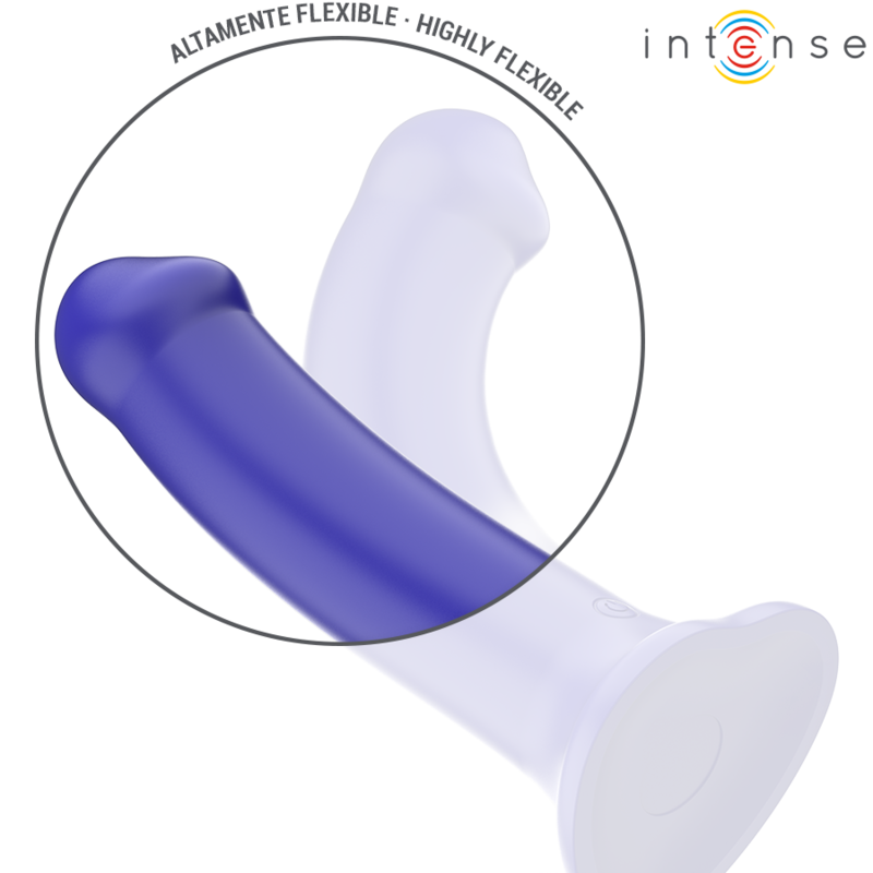 Vibrador INTENSE Victoria com ventosa, 10 vibrações e controle remoto, na cor azul escuro