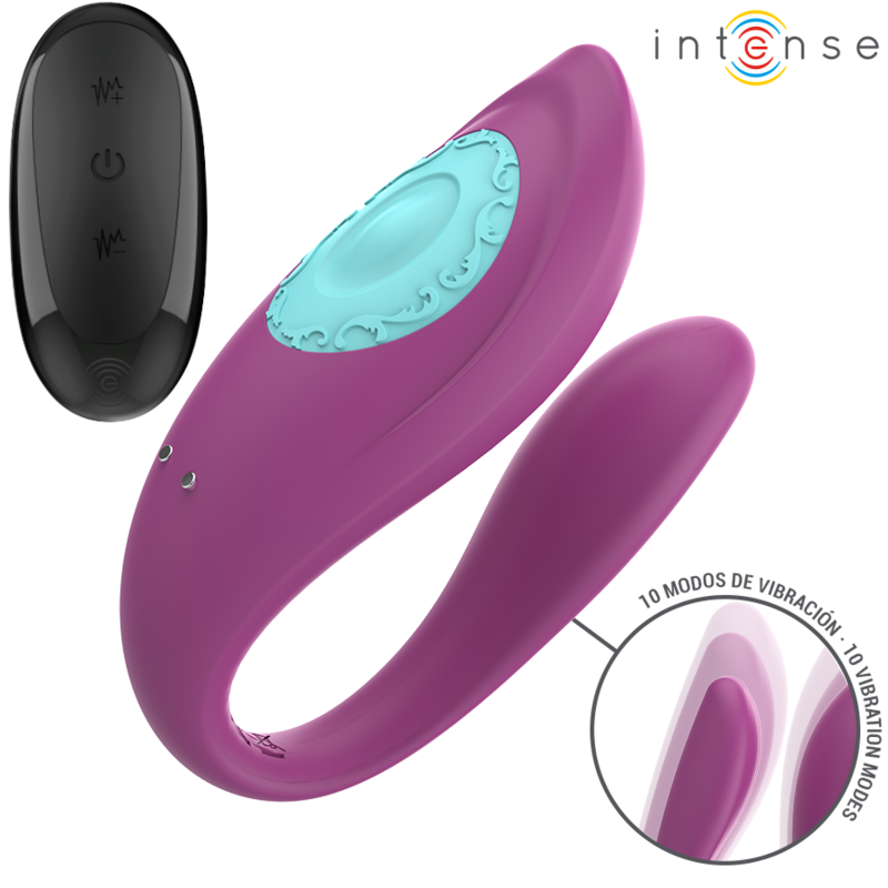 INTENSE Vibrador e Estimulador Annie em U Roxo com Controlo Remoto, mostrando o design ergonómico e cor.