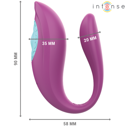 INTENSE Vibrador e Estimulador Annie em U Roxo com Controlo Remoto, mostrando o design ergonómico e cor.