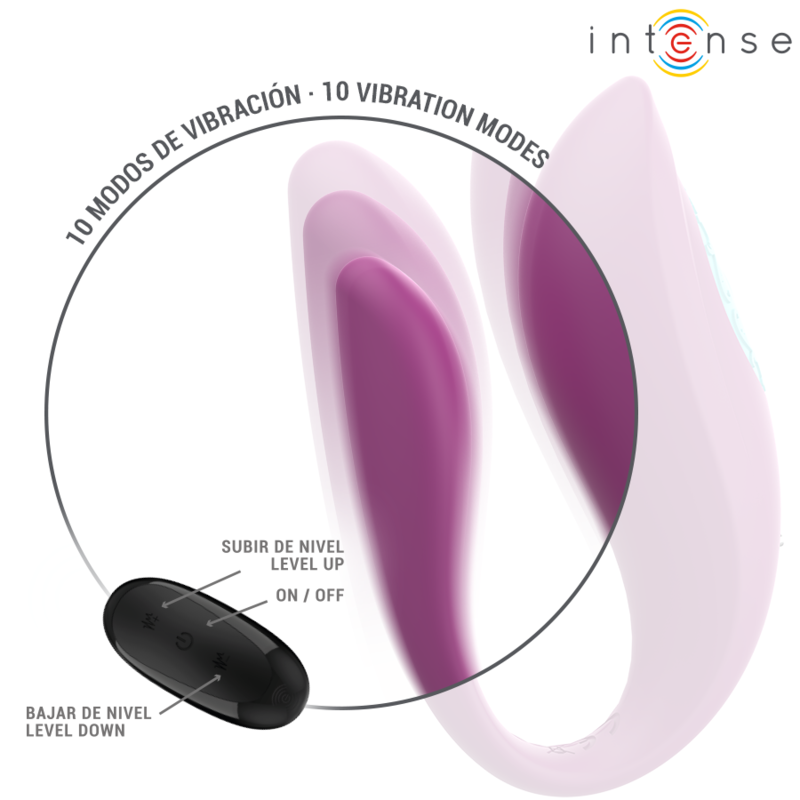INTENSE Vibrador e Estimulador Annie em U Roxo com Controlo Remoto, mostrando o design ergonómico e cor.